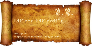 Müncz Ménrót névjegykártya